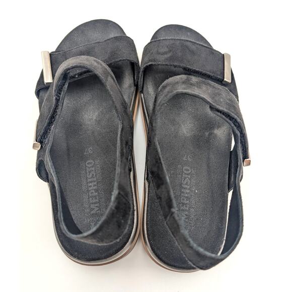 Mephisto Dominica Platform Sandals Women's Black Velsport Size US7 EU37 - Picture 5 of 12